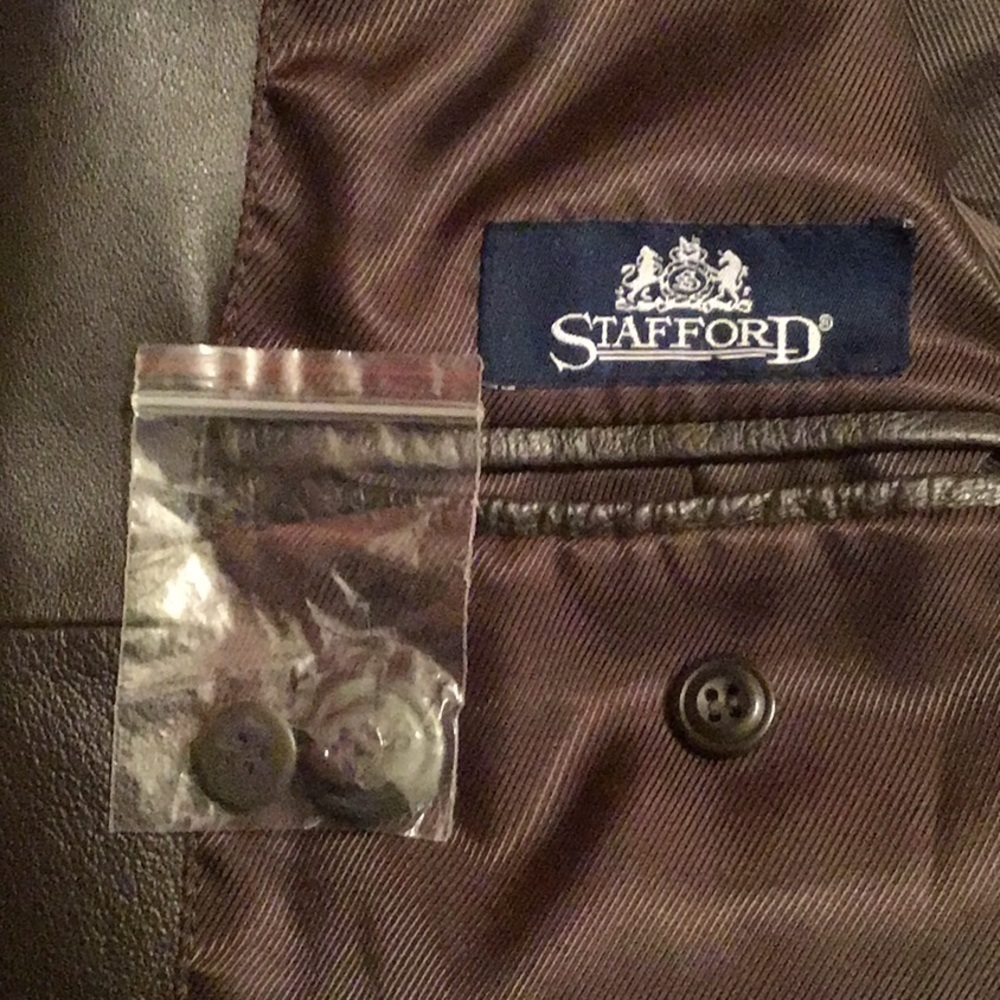 NWOT STAFFORD MEN’S LEATHER BLAZER SIZE M* - Picture 5 of 6